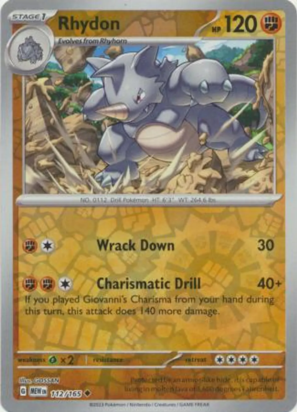 Rhydon - 112/165 - Uncommon Reverse Holo 1