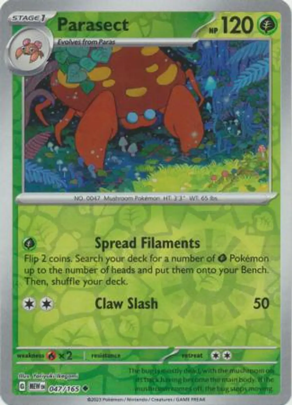 Parasect - 047/165 - Uncommon Reverse Holo (Español) 1