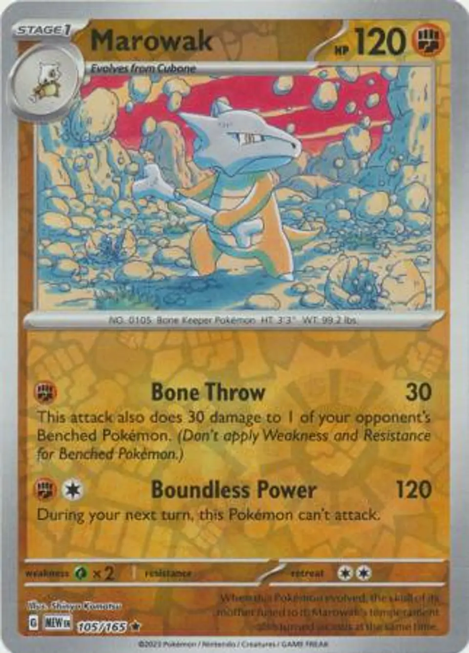 Marowak - 105/165 - Holo Rare Reverse Holo 1