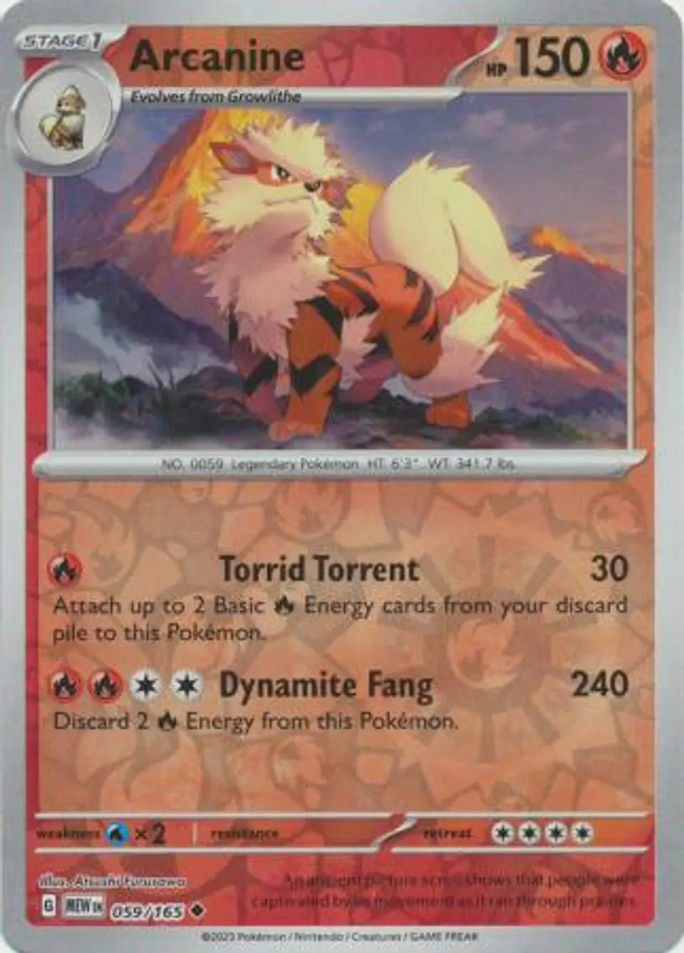 Arcanine - 059/165 - Uncommon Reverse Holo (Español) 1