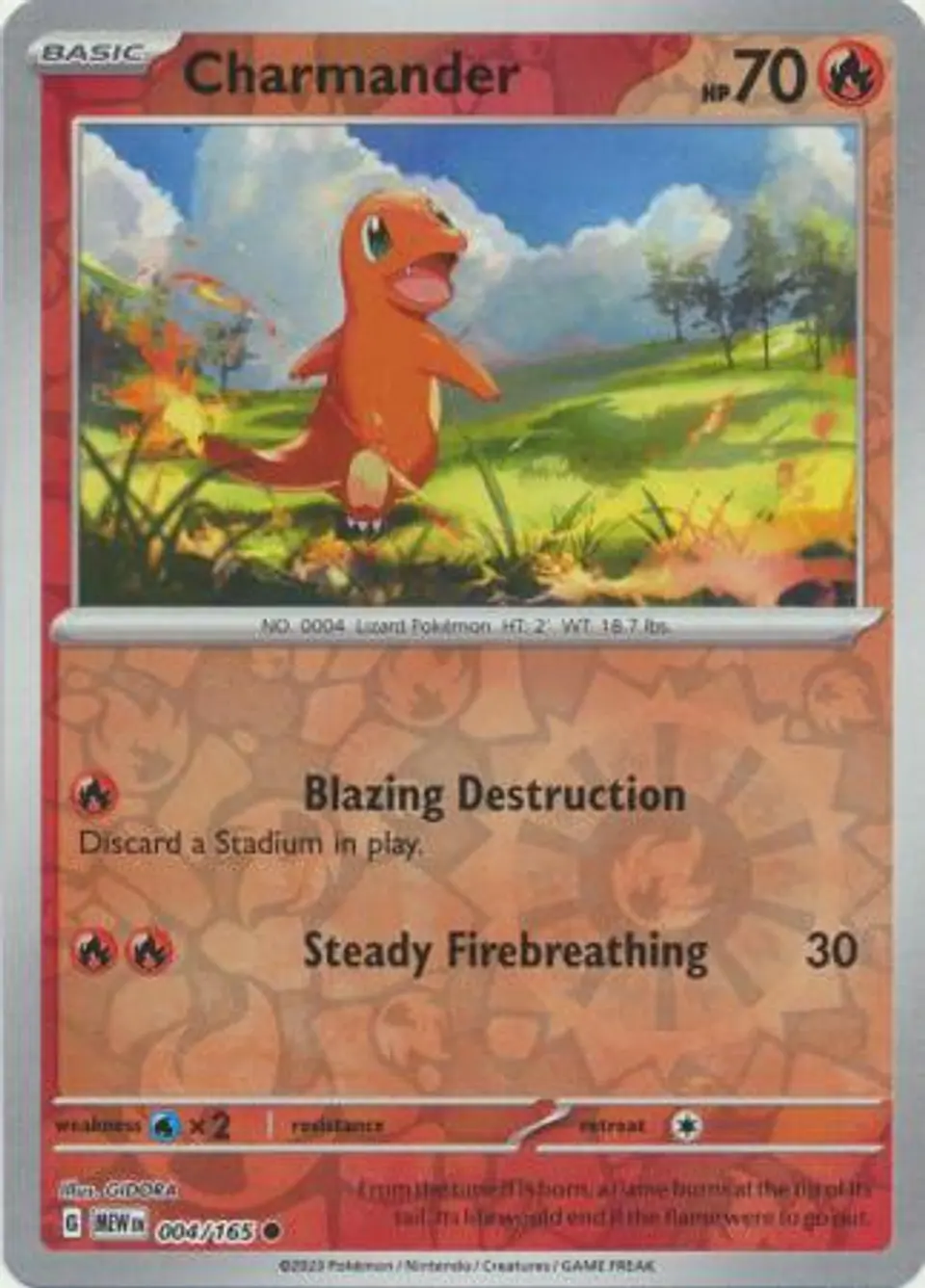 Charmander - 004/165 - Common Reverse Holo (Español) 1