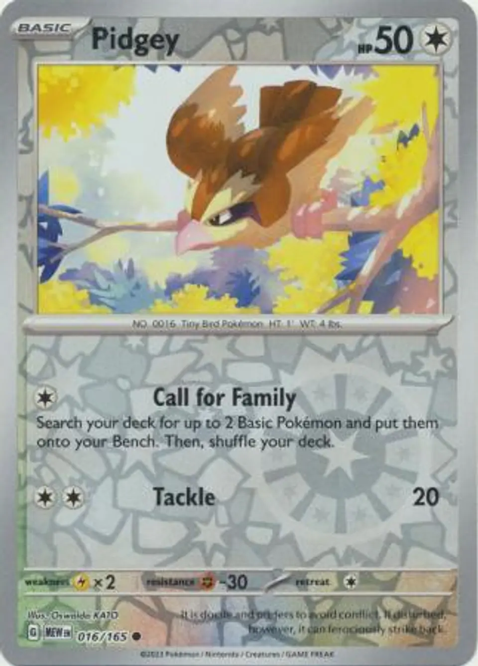 Pidgey - 016/165 - Common Reverse Holo 1