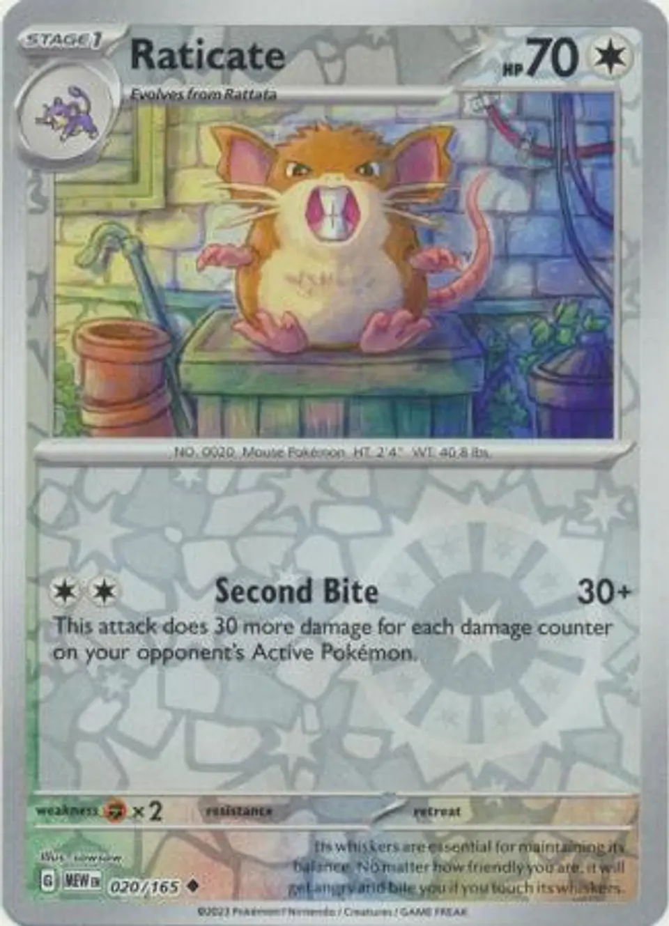Raticate - 020/165 - Uncommon Reverse Holo (Español) 1