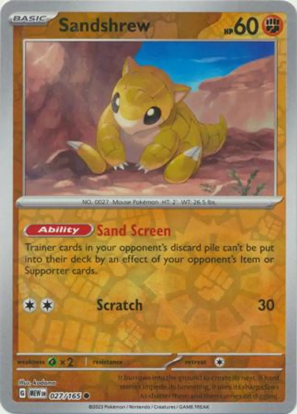 Sandshrew - 027/165 - Common Reverse Holo (Español) 1