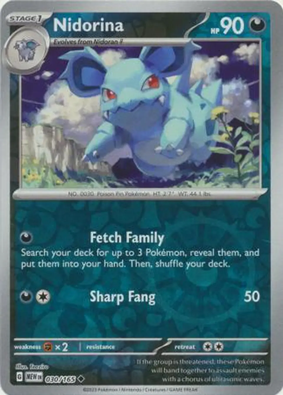 Nidorina - 030/165 - Uncommon Reverse Holo 1