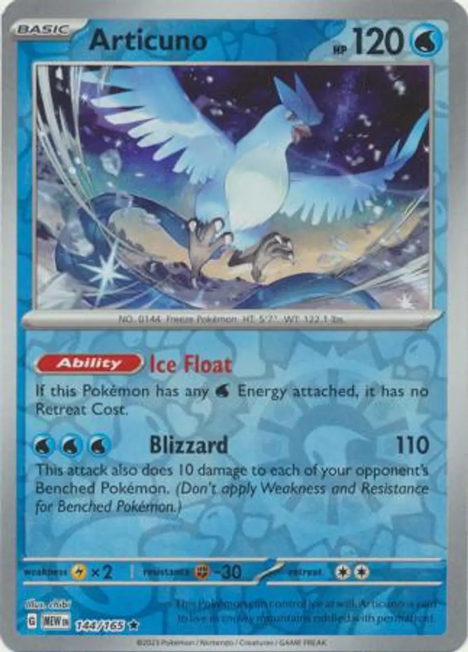 Articuno - 144/165 - Holo Rare Reverse Holo 1