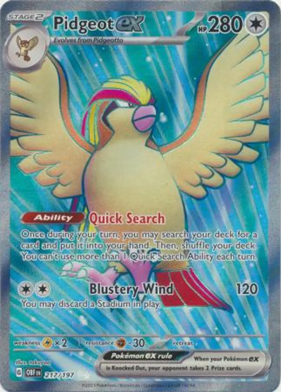Pidgeot ex - 217/197 - Full Art Secret Rare 1