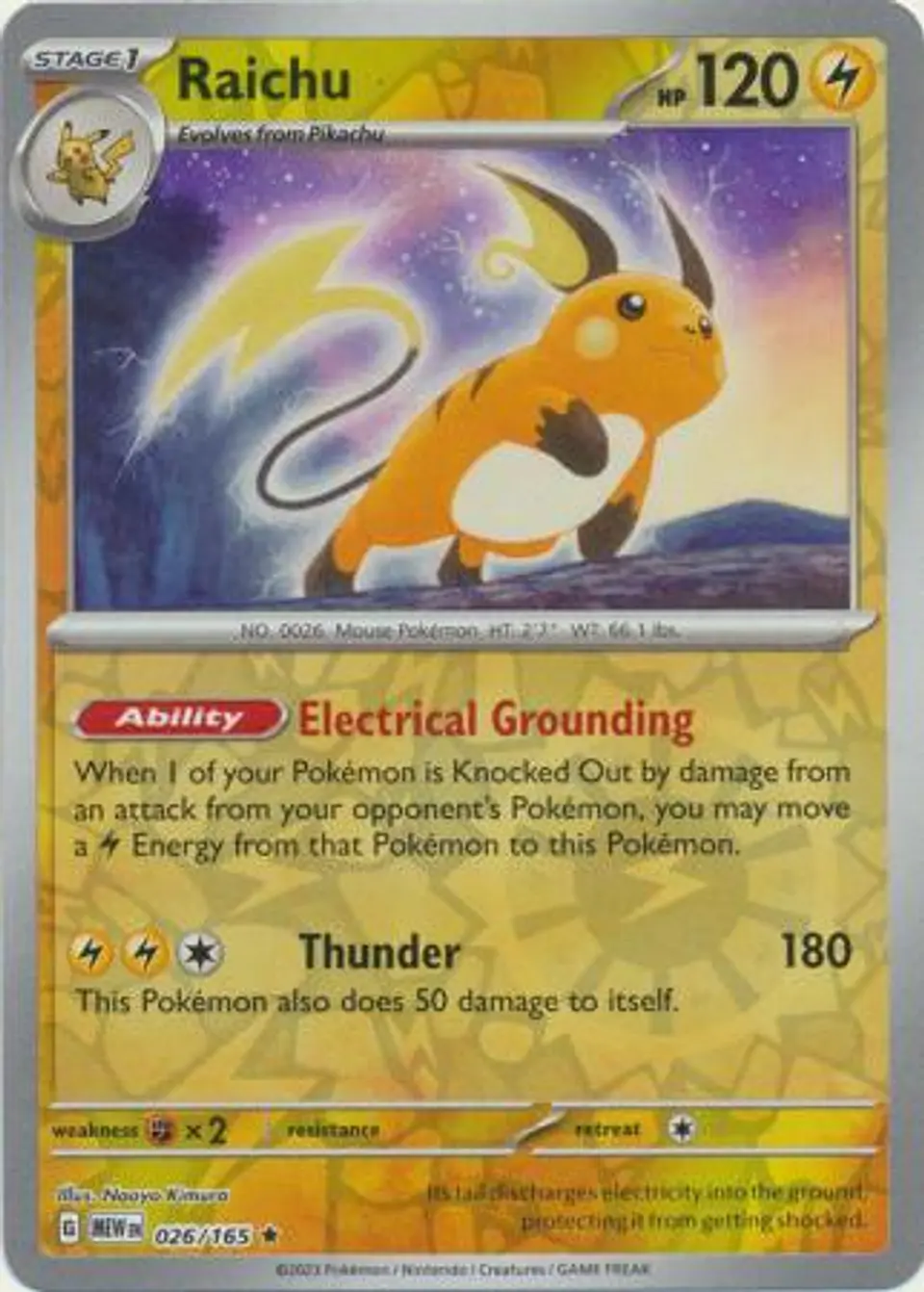 Raichu - 026/165 - Holo Rare Reverse Holo (Español) 1