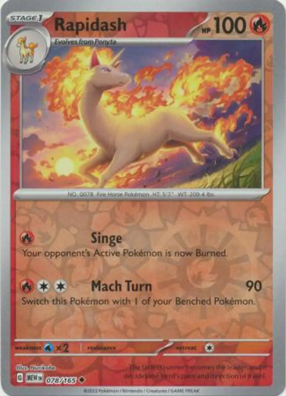 Rapidash - 078/165 - Uncommon Reverse Holo 1