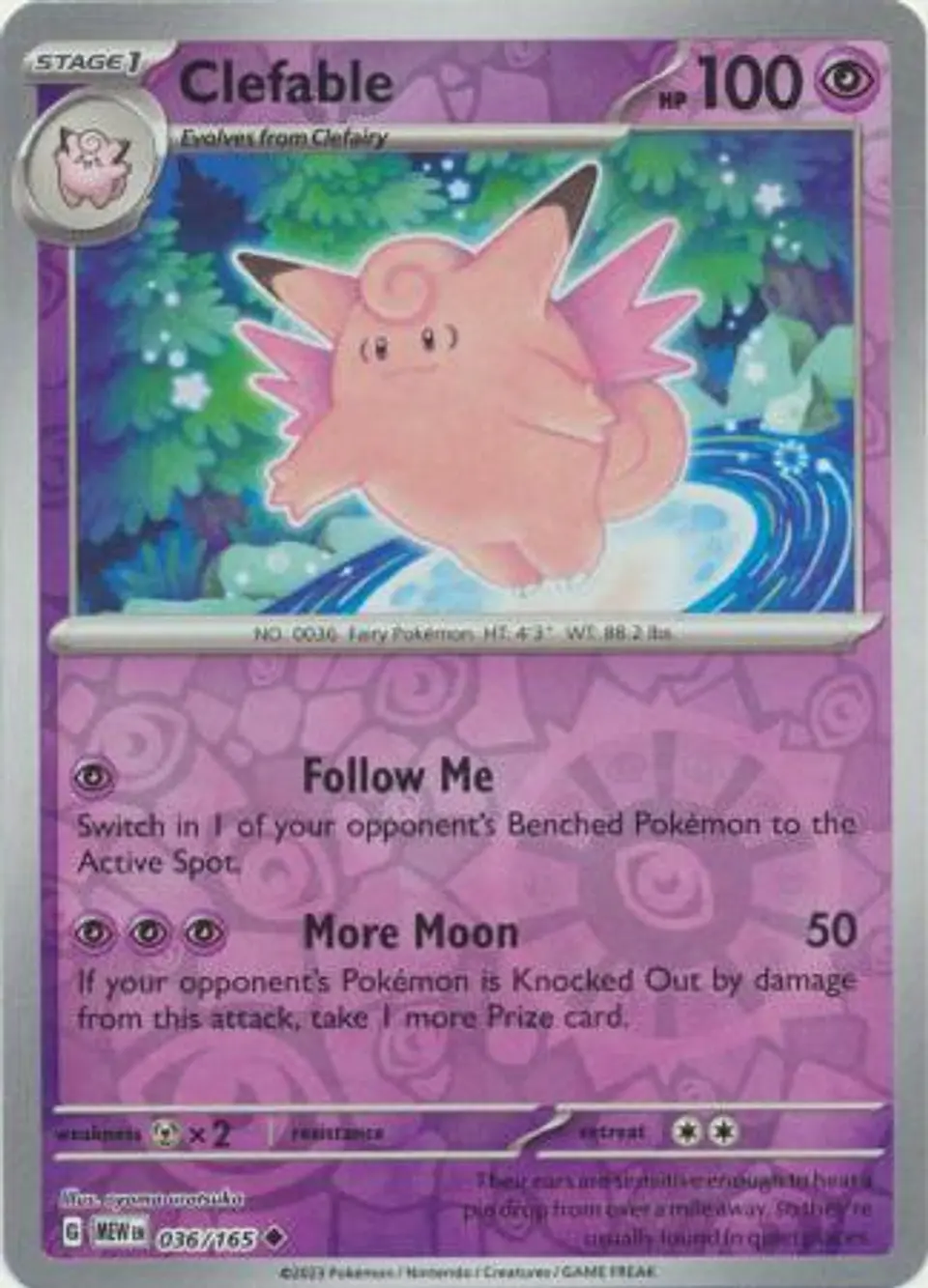 Clefable - 036/165 - Uncommon Reverse Holo 1