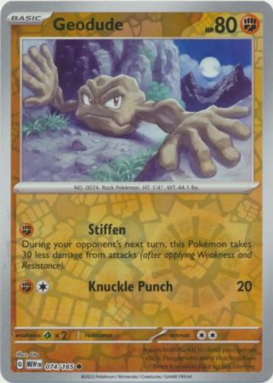 Geodude - 074/165 - Common Reverse Holo (Español) 1