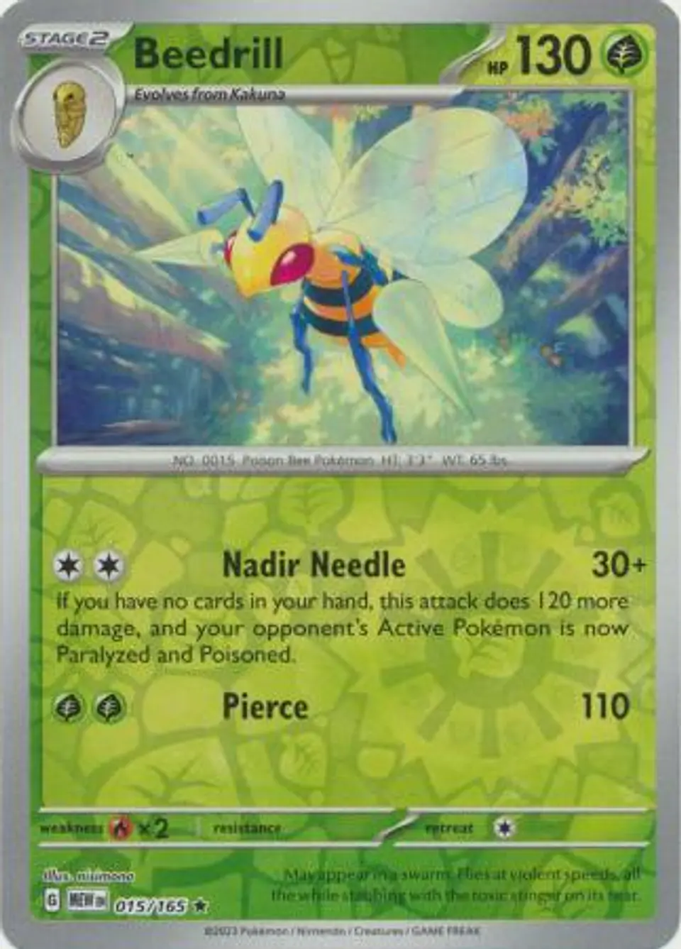Beedrill - 015/165 - Holo Rare Reverse Holo 1