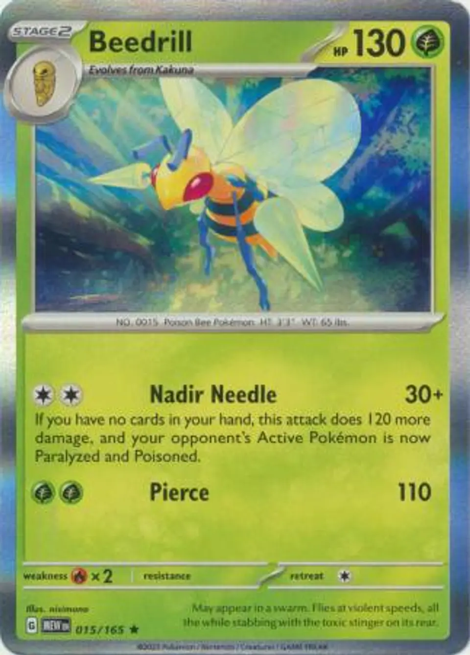 Beedrill - 015/165 - Holo Rare (Español) 1