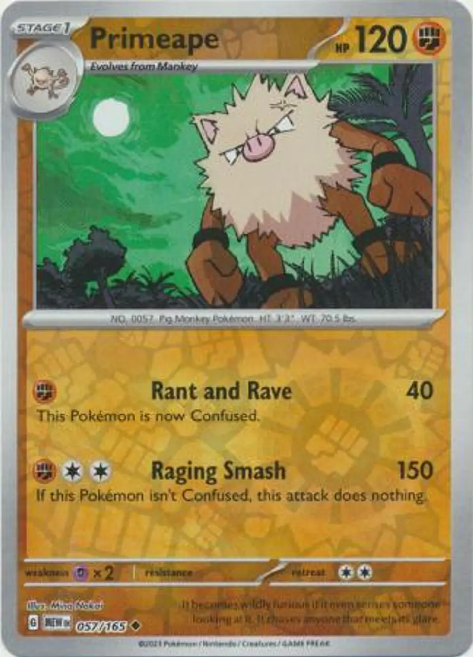 Primeape - 057/165 - Uncommon Reverse Holo (Español) 1