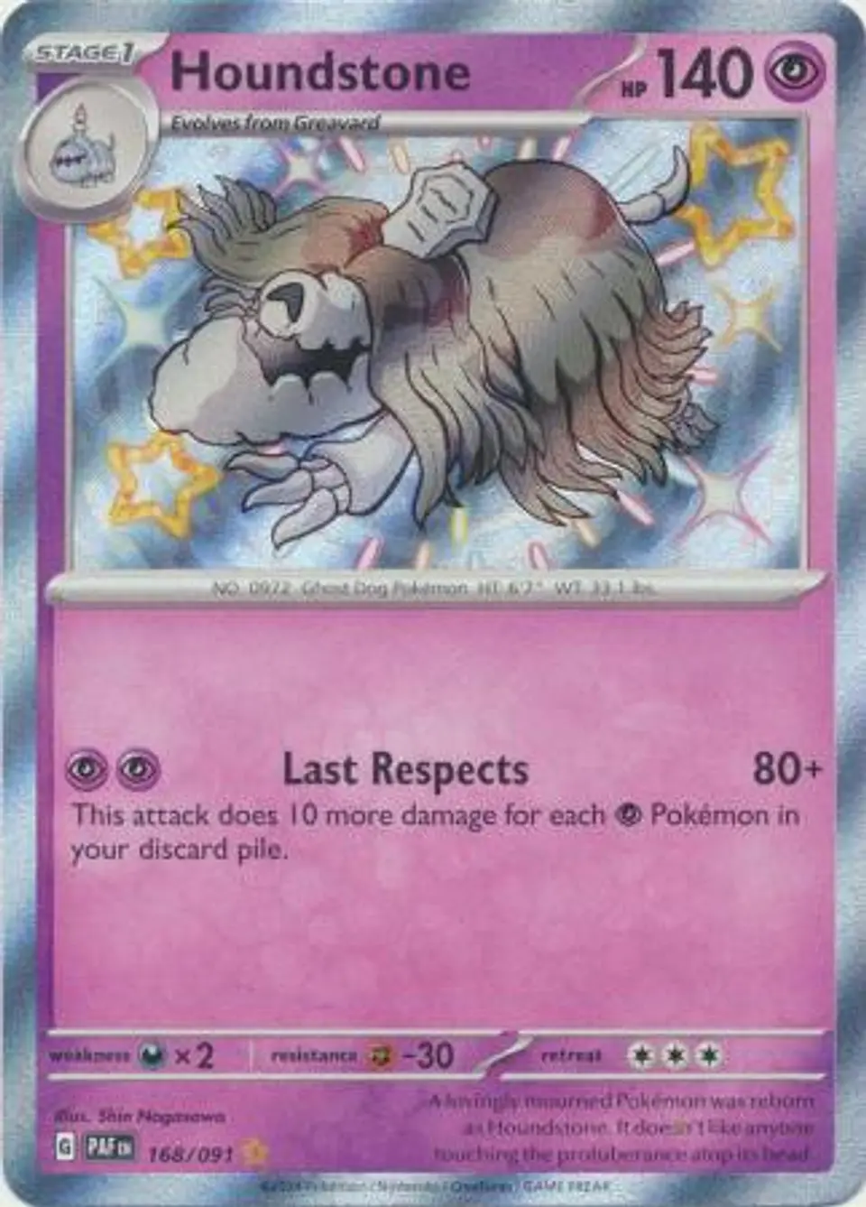 Houndstone - 168/091 - Shiny Rare (Español) 1