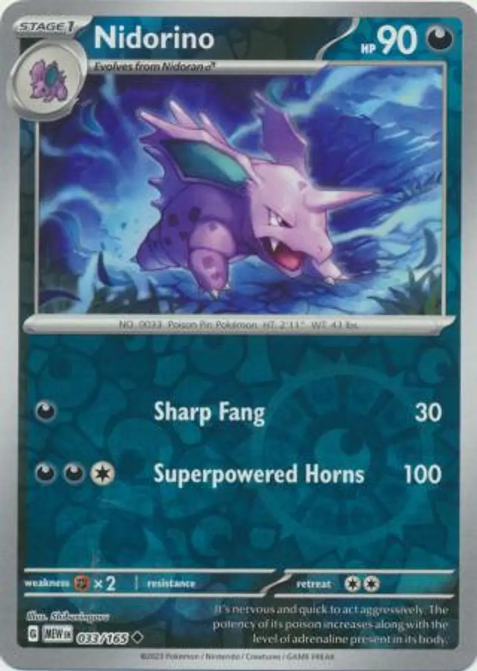 Nidorino - 033/165 - Uncommon Reverse Holo (Español) 1
