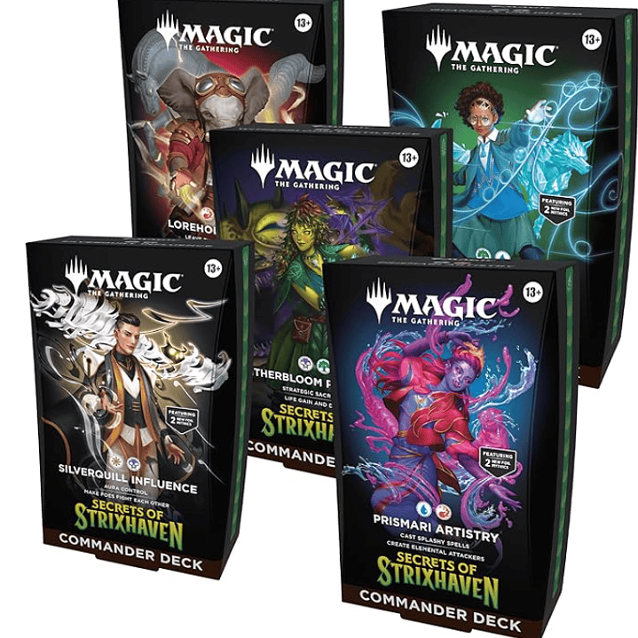 PREVENTA MTG The Gathering Secrets of Strixhaven Commander Deck Bundle - Incluye los 5 INGLES
