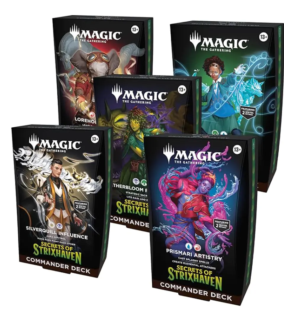 PREVENTA MTG The Gathering Secrets of Strixhaven Commander Deck Bundle - Incluye los 5 INGLES 1