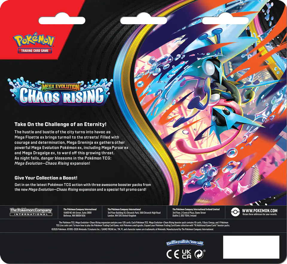 [PREVENTA 22 MAYO 2026] POKEMON TCG MEGA EVOLUTION - CHAOS RISING - 3-PACK BLISTER ENGLISH 2