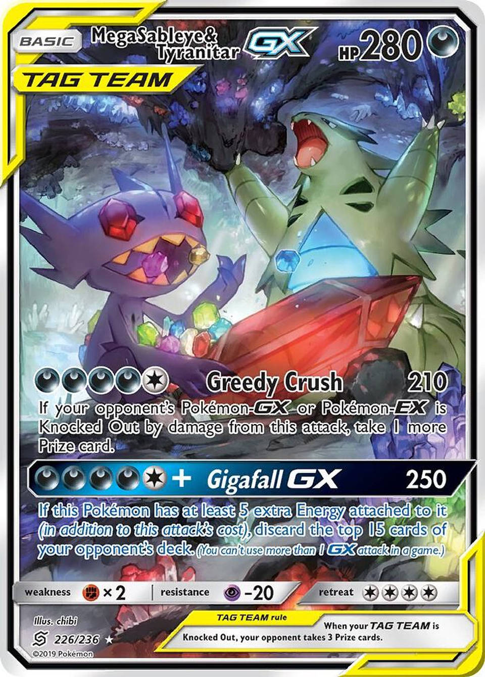 Mega Sableye & Tyranitar GX (Alternate Full Art) Español 1