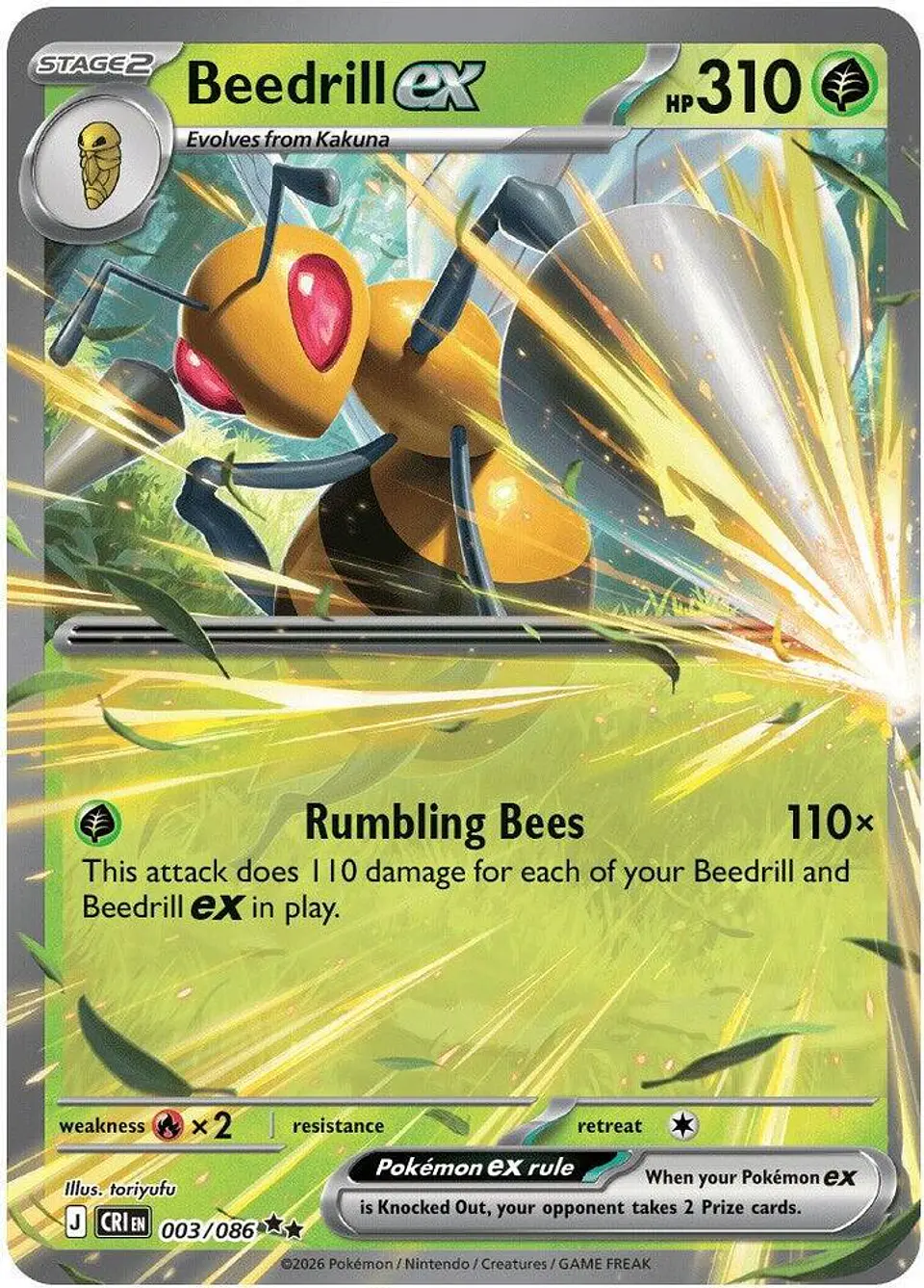 Pokemon TCG Beedrill ex - 003/086 Ingles 1