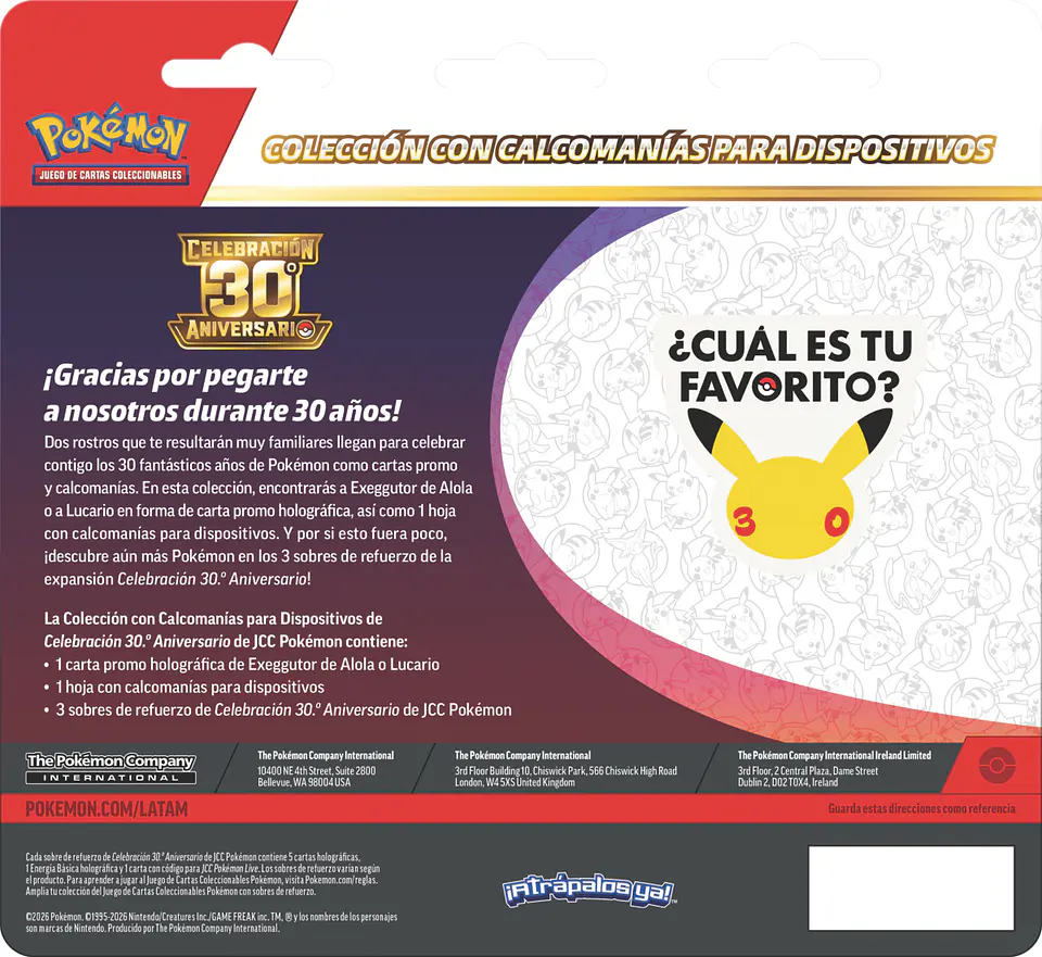 [LANZAMIENTO 16 DE SEPTIEMBRE 2026] POKEMON TCG 30TH CELEBRATION - TECH STICKER COLLECTION ESPAÑOL 2