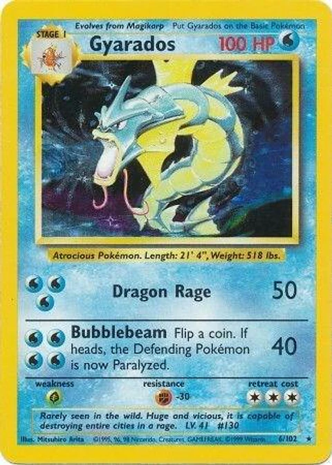 Pokemon TCG Gyarados 6/102 Español Base set WOC