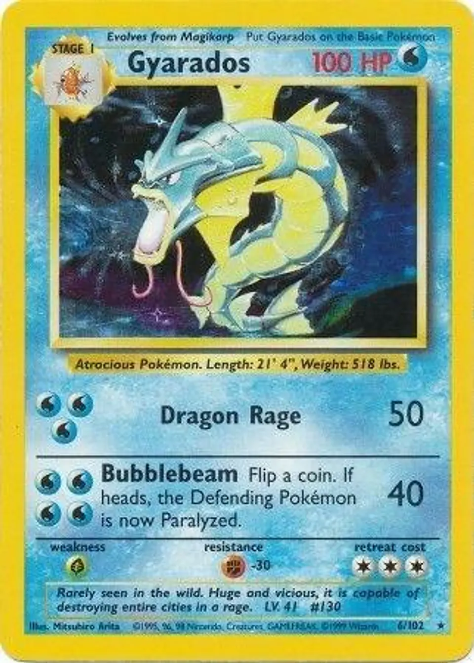 Pokemon TCG Gyarados 6/102 Ingles Base set WOC 1