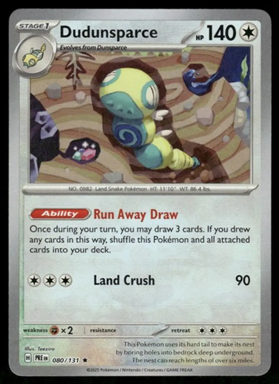 2025 Dudunsparce (Poke Ball Pattern) 080/131 Holo NM SV: Prismatic Evolutions 1
