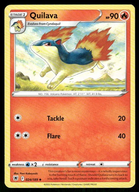 2022 Quilava 024/189 Uncommon NM SWSH10: Astral Radiance Pokémon