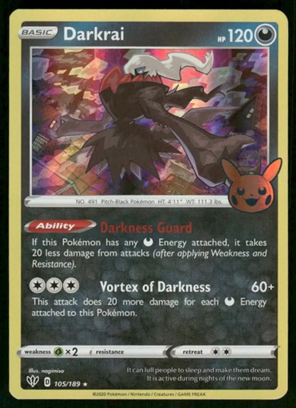 2022 Darkrai 105/189 Promo Holo NM Trick or Trade Pokémon 1