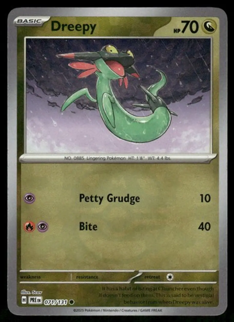2025 Dreepy (Master Ball Pattern) 071/131 Common Holo NM Prismatic Evolutions 1