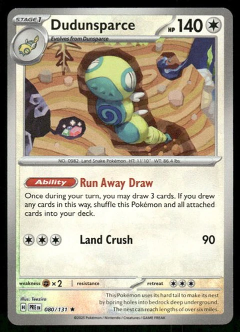 2025 Dudunsparce (Poke Ball Pattern) 080/131 Rare Holo NM Prismatic Evolutions