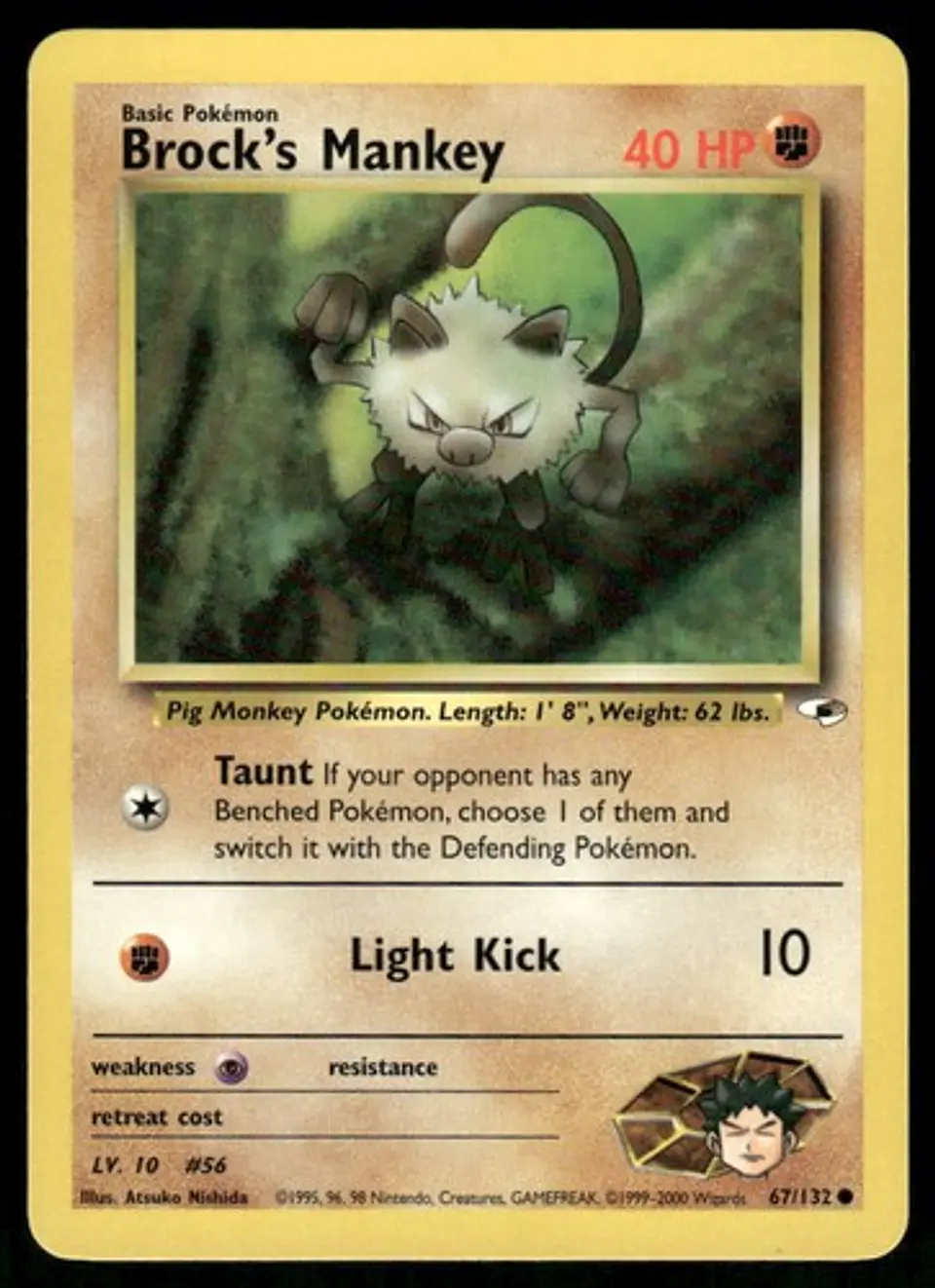 2000 Brock's Mankey (67) 067/132 Common Unlimited NM Gym Heroes Pokémon 1