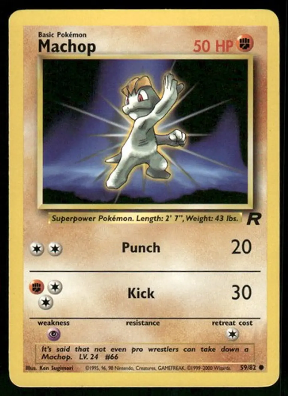 2000 Machop 59/82 Common Unlimited LP Team Rocket Pokémon 1