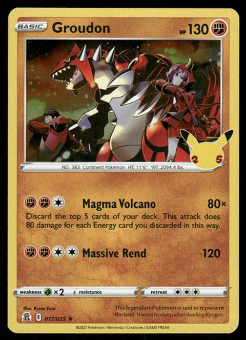 2021 Groudon 017/025 Holo Rare Holo NM Celebrations Pokémon