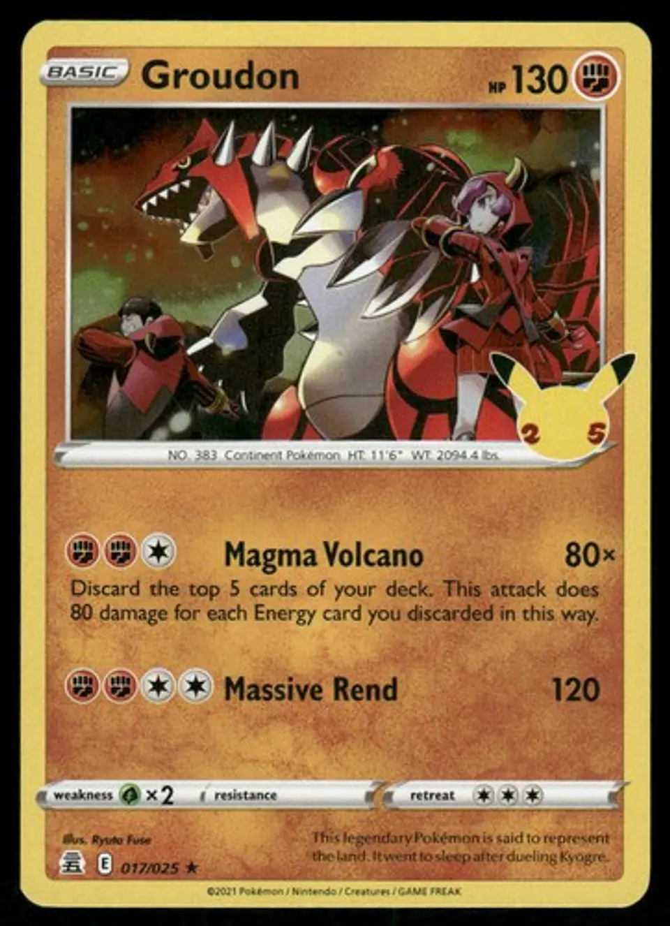 2021 Groudon 017/025 Holo Rare Holo NM Celebrations Pokémon 1