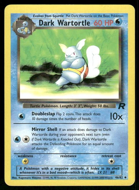 2000 Dark Wartortle 46/82 Uncommon Unlimited LP Team Rocket Pokémon