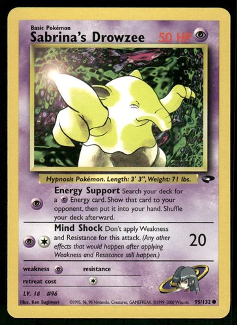 2000 Sabrina's Drowzee 095/132 Common Unlimited LP Gym Challenge Pokémon