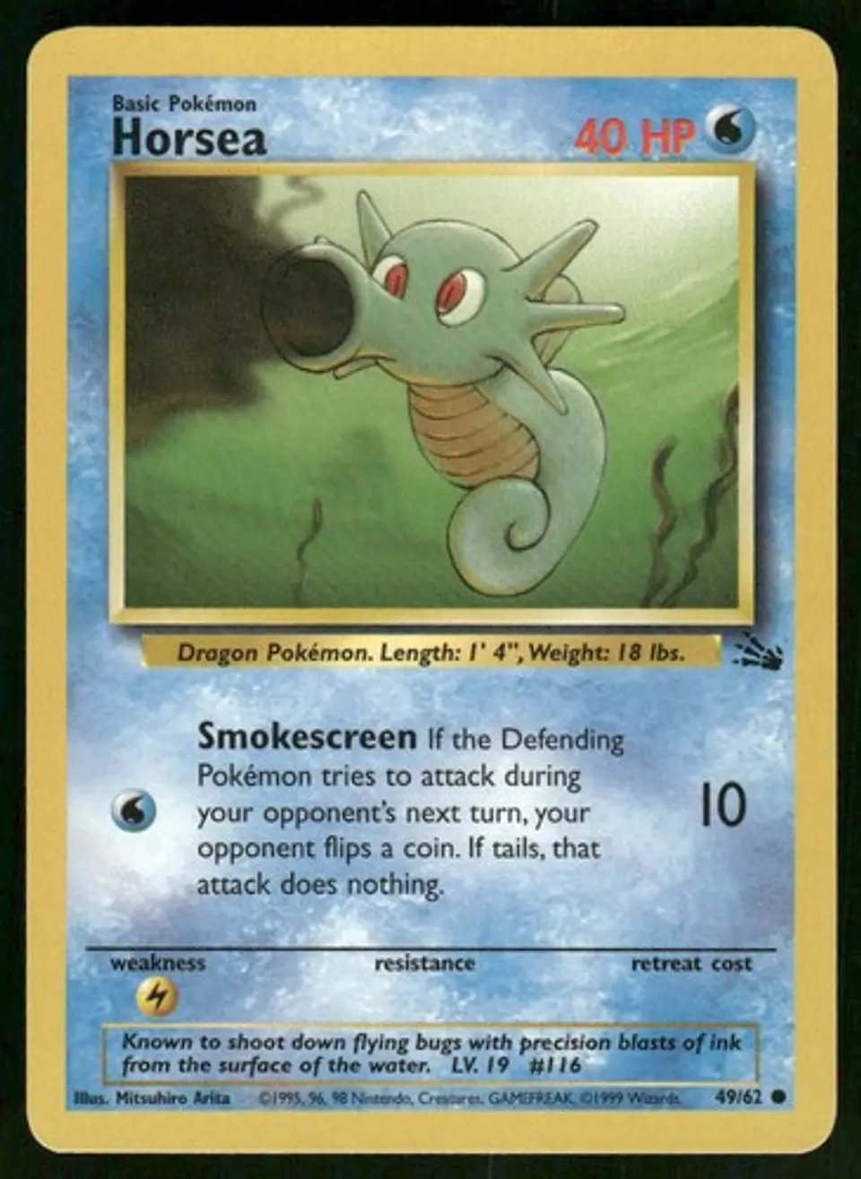 1999 Horsea 49/62 Common Unlimited NM Fossil Pokémon 1