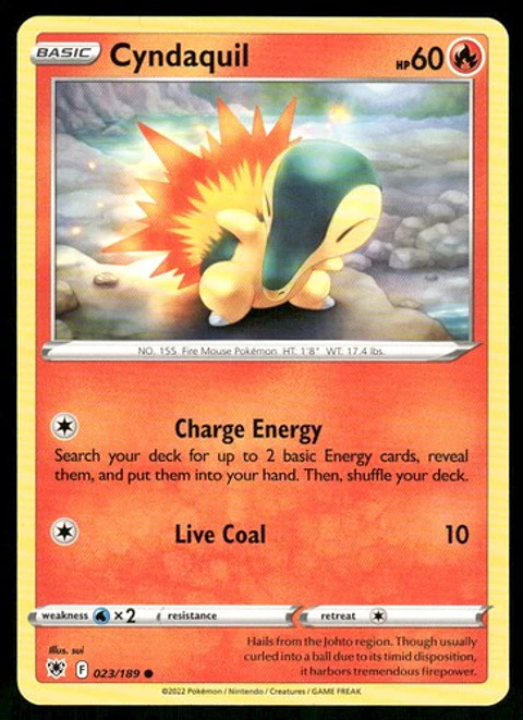 2022 Cyndaquil 023/189 Common NM SWSH10: Astral Radiance Pokémon