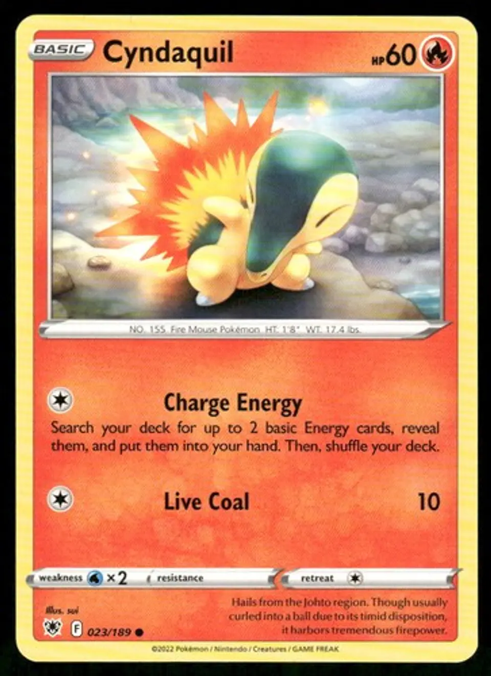 2022 Cyndaquil 023/189 Common NM SWSH10: Astral Radiance Pokémon 1