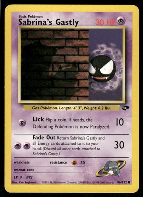 2000 Sabrina's Gastly (96) 096/132 Common Unlimited LP Gym Challenge Pokémon