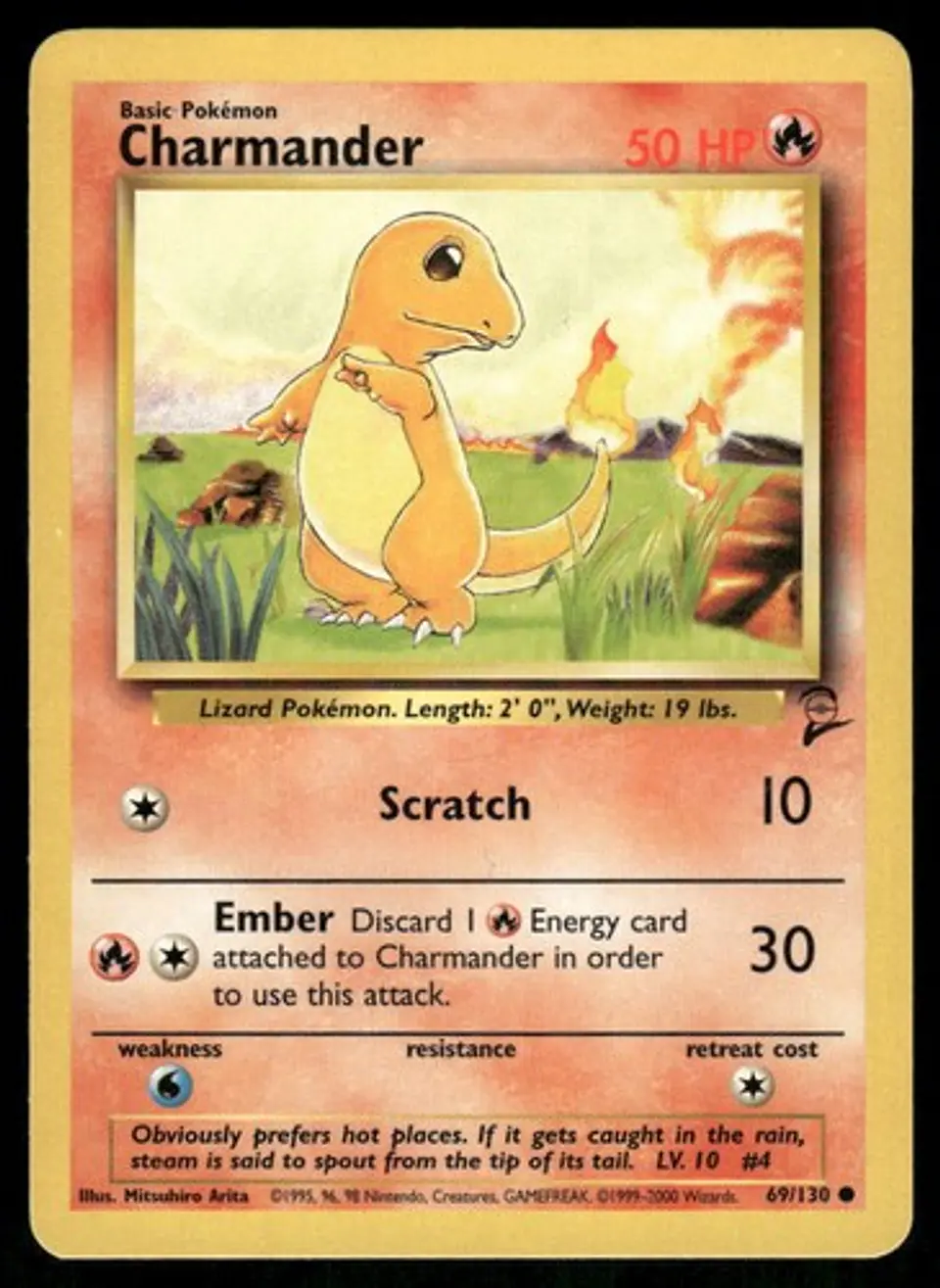 2000 Charmander 069/130 Common LP Base Set 2 Pokémon 1