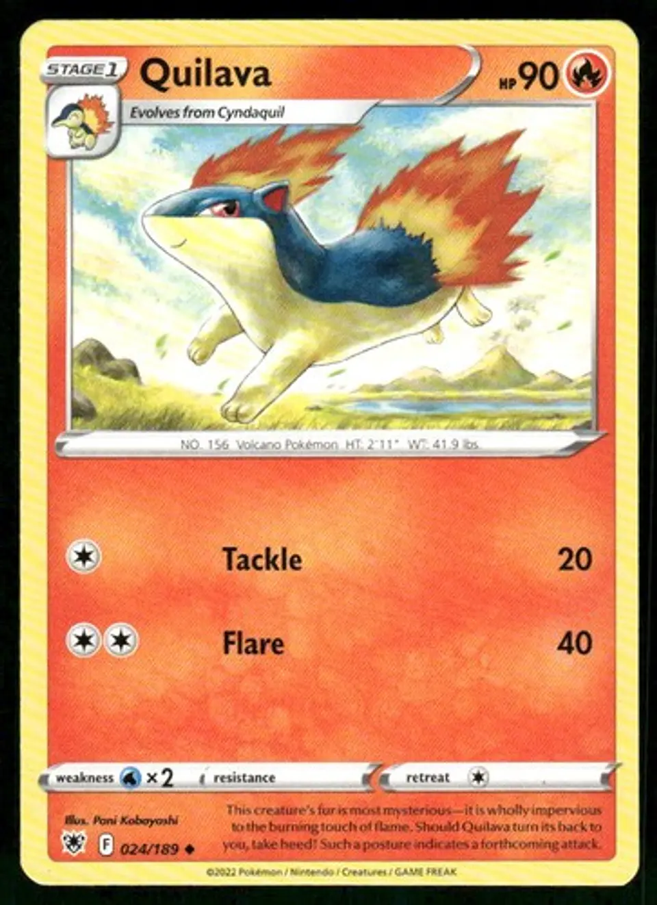 2022 Quilava 024/189 Uncommon LP SWSH10: Astral Radiance Pokémon 1