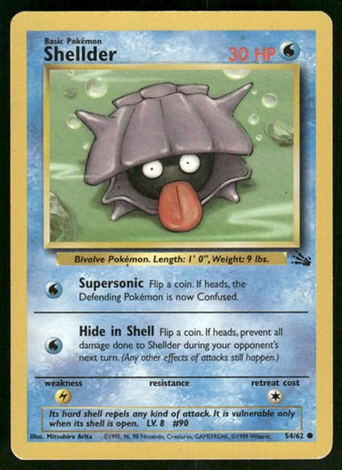 1999 Shellder 54/62 Common Unlimited LP Fossil Pokémon