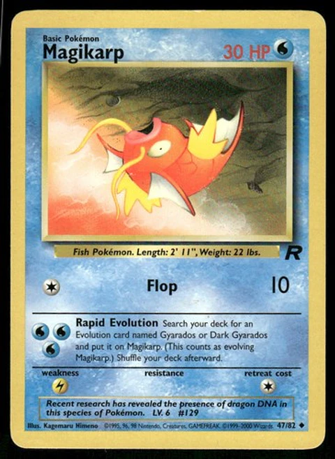 2000 Magikarp 47/82 Uncommon Unlimited LP Team Rocket Pokémon