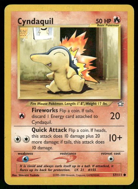 2000 Cyndaquil (57) 057/111 Common Unlimited LP Neo Genesis Pokémon