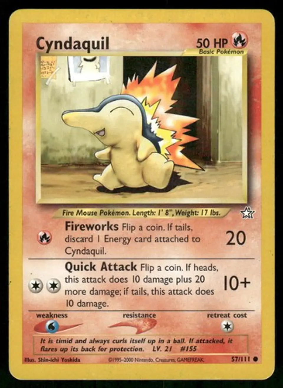 2000 Cyndaquil (57) 057/111 Common Unlimited LP Neo Genesis Pokémon 1