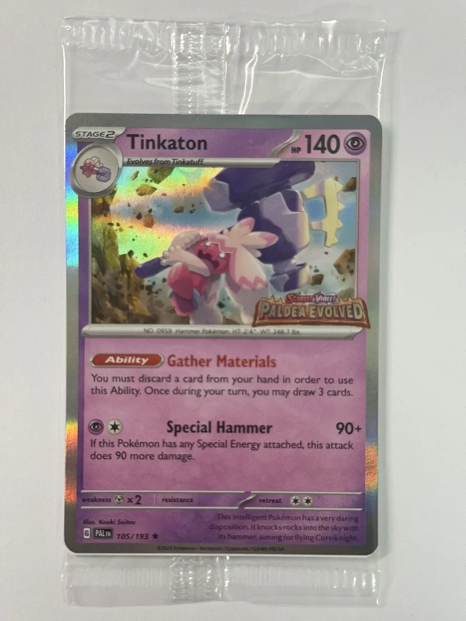 Europe Exclusive Tinkaton 105/193 Paldea Evolved Stamped Promo SEALED 1